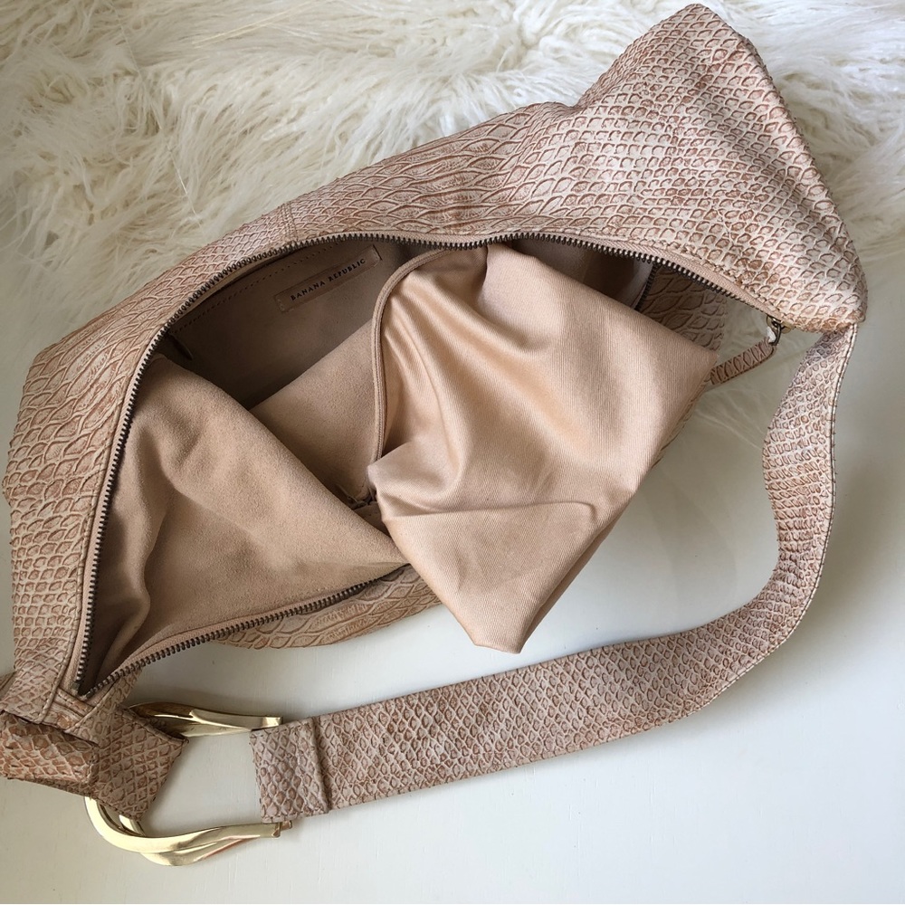 Banana Republic Snakeskin Embossed Leather Boho Crossbody Purse Handbag - Picture 7 of 16